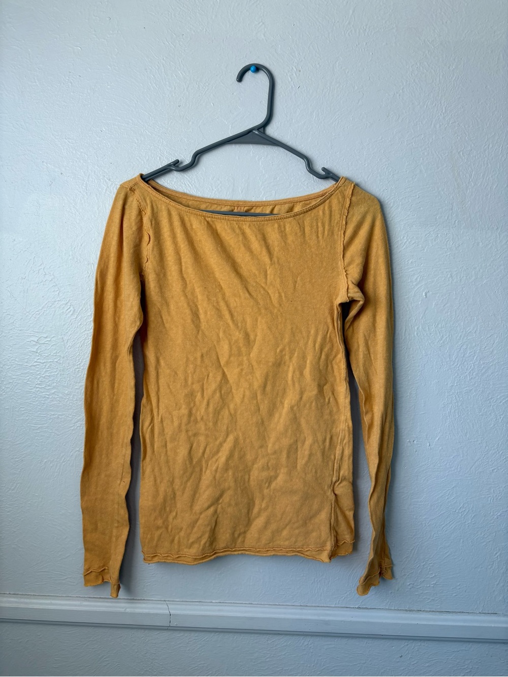 We The Free Mustard Long Sleeve Boatneck Top